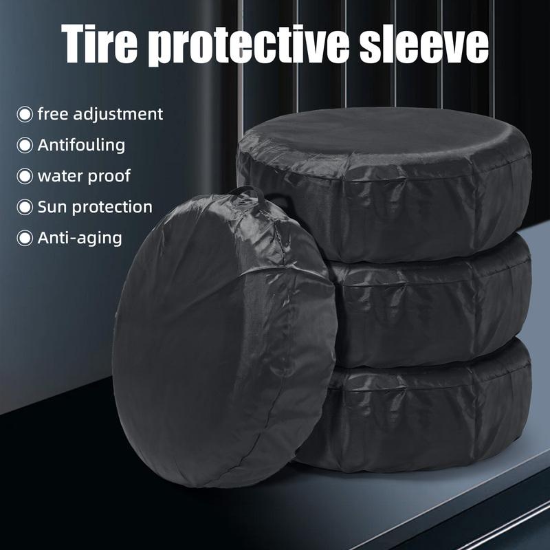 QC Black 4Pcs Wheel Tire Covers Case Car Tires Storage Bag Vehicle Wheel Protector for RV Truck Car Camper Trailer Car Styling