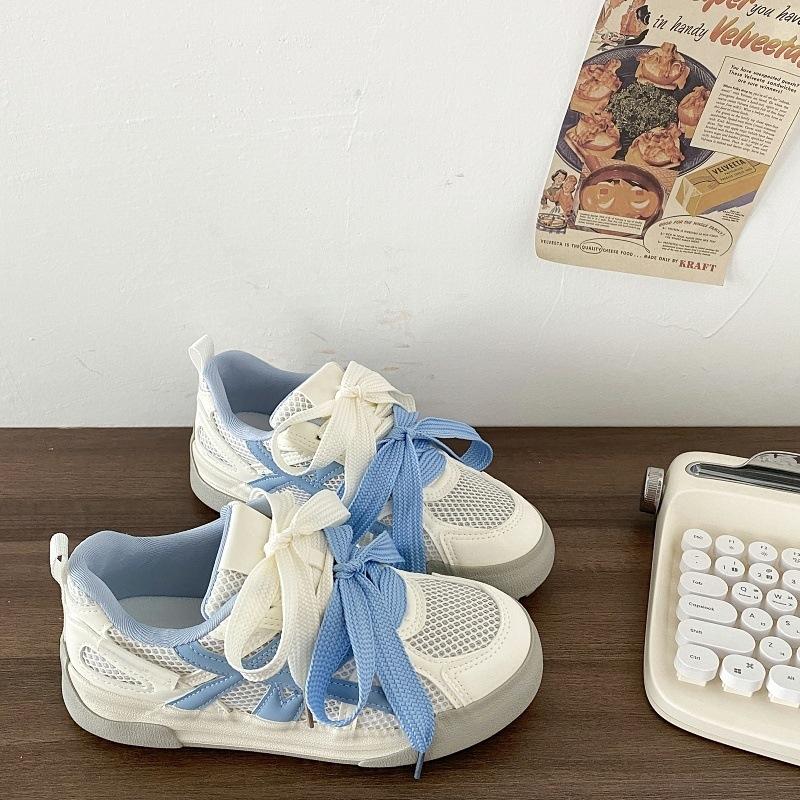 Niche design thin sports board shoes summer new transparent net little white shoes women