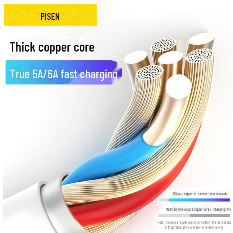 PISEN Type-C 6A Fast Charging Cable for Android, Huawei, Xiaomi Super Flash Charging