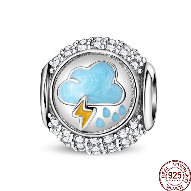 Copper Rainbow Hearts Charms Sun Clouds Rain Lightning Beads Fit Original Bracelet Diy For Women Fine Jewelry Gift