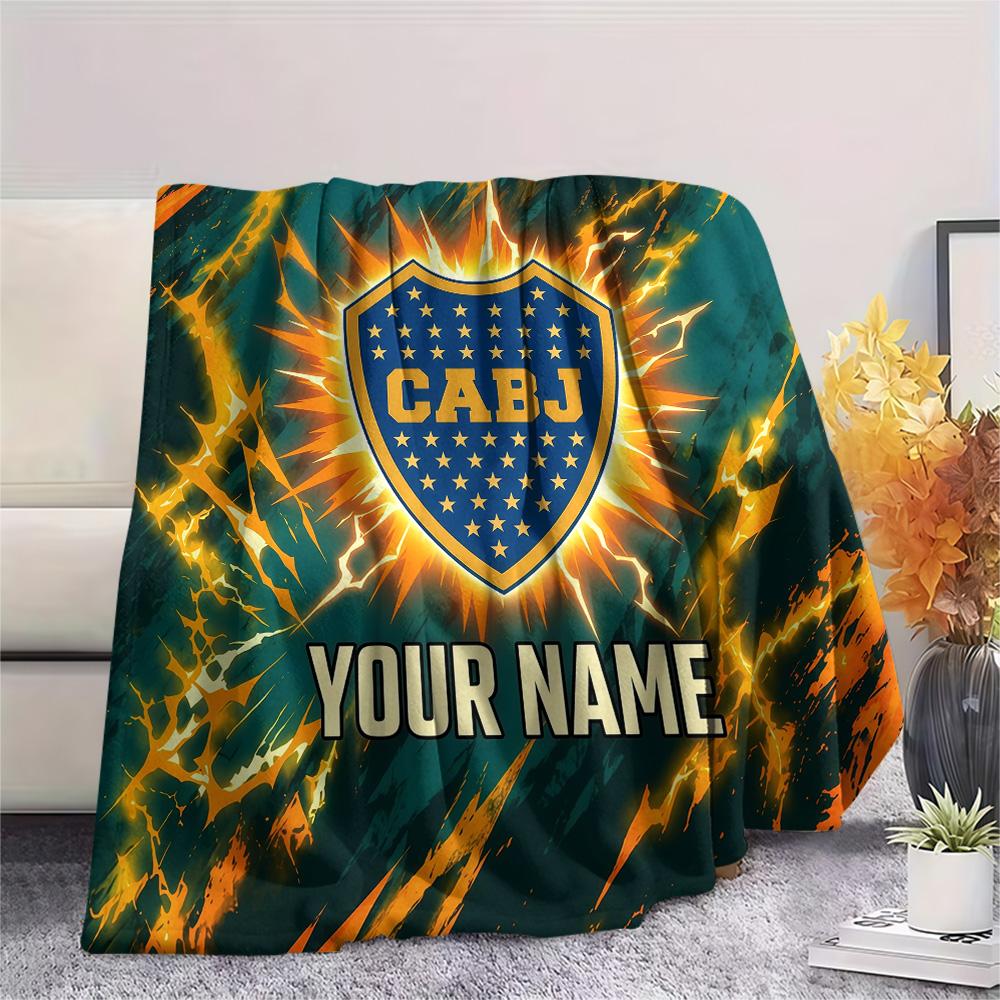 Custom Name Boca Juniors Flannel Blanket, High quality Comfortable for All Seasons, Home Decor, Warmth and Comfort