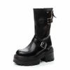 Stivaletti 2025 da Donna Autunno e Inverno Nuovo Modello Suola Spessa Rialzanti Zip Stivali da Motociclista
