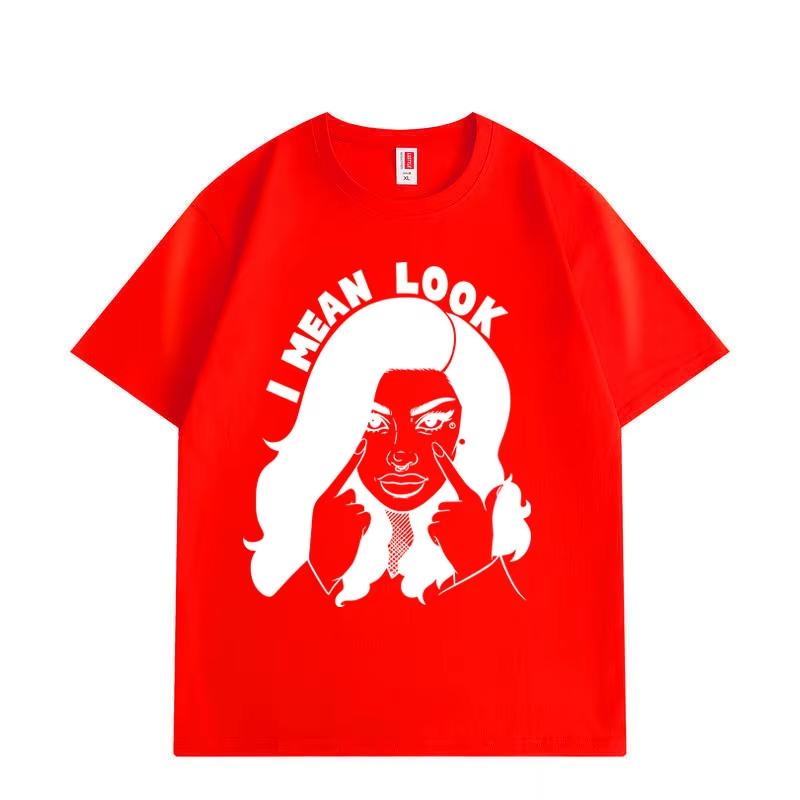 Rapper Cardi B Meme Tshirt I Mean Look Graphic T Shirts Unisexs Unisexs Loose Casual Fashion Hip Hop Short Sleeve Streetwear Tees