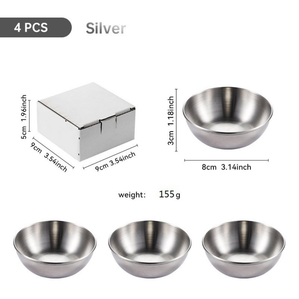 4pcs New Stainless Steel Seasoning Serving Tray Gold Mini Spice Plates Round Household Soy Sauce Dish Plates Specialty Tableware