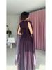 European & American Women's Fashion 2025: Elegant Casual High-Waist Round Neck Long Dress