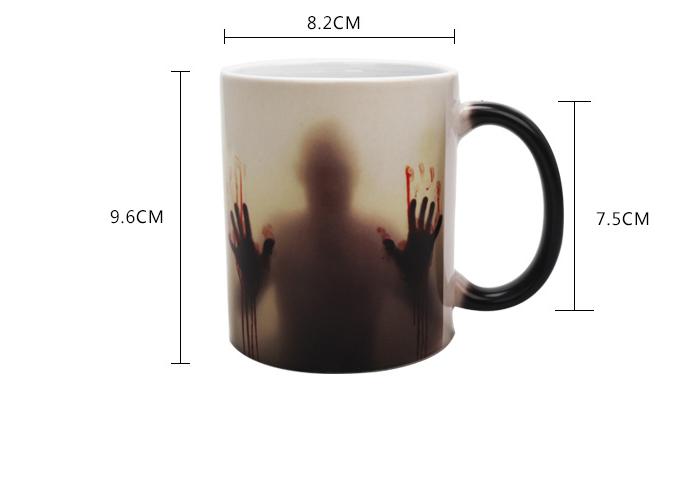 

Creativity Bone China Zombie Color Changing Coffee Mug Heat Sensitive Tea Cup Printing with Walking Dead Bloody Hands Mug 301-400ml чёрный
