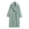 Elegant Warm Women Long Woolen Overcoat Thick Long Sleeve Solid Color Coat
