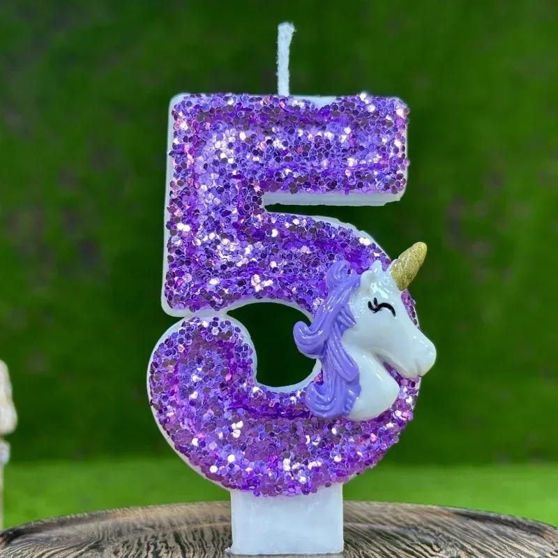 Unicorn Candle 0-9 Creative Number Birthday Candle Cake Party Decoration One Year DIY Cake Decoration Anniversary Celebration