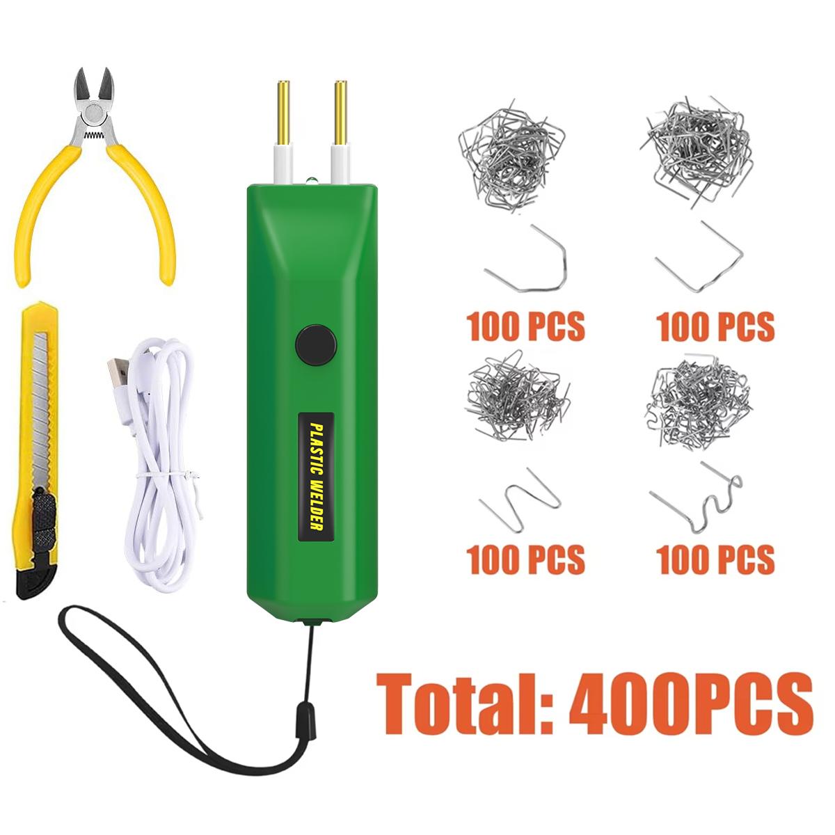 

Перезаряжаемый пластиковый сварочный аппарат, зарядка USB-C 100 Вт и работающий от аккумулятора горячий степлер, набор для ремонта пластика, с 400 скобами, ремонт бампера