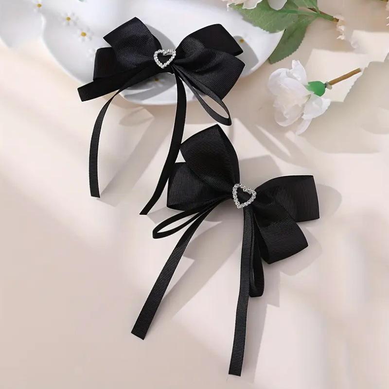 New Rhinestone Bow Hair Clip - Sweet Princess Accessory чёрный