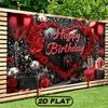 2D Glam Birthday Party Backdrop Red Roses & High Heels Photography Background