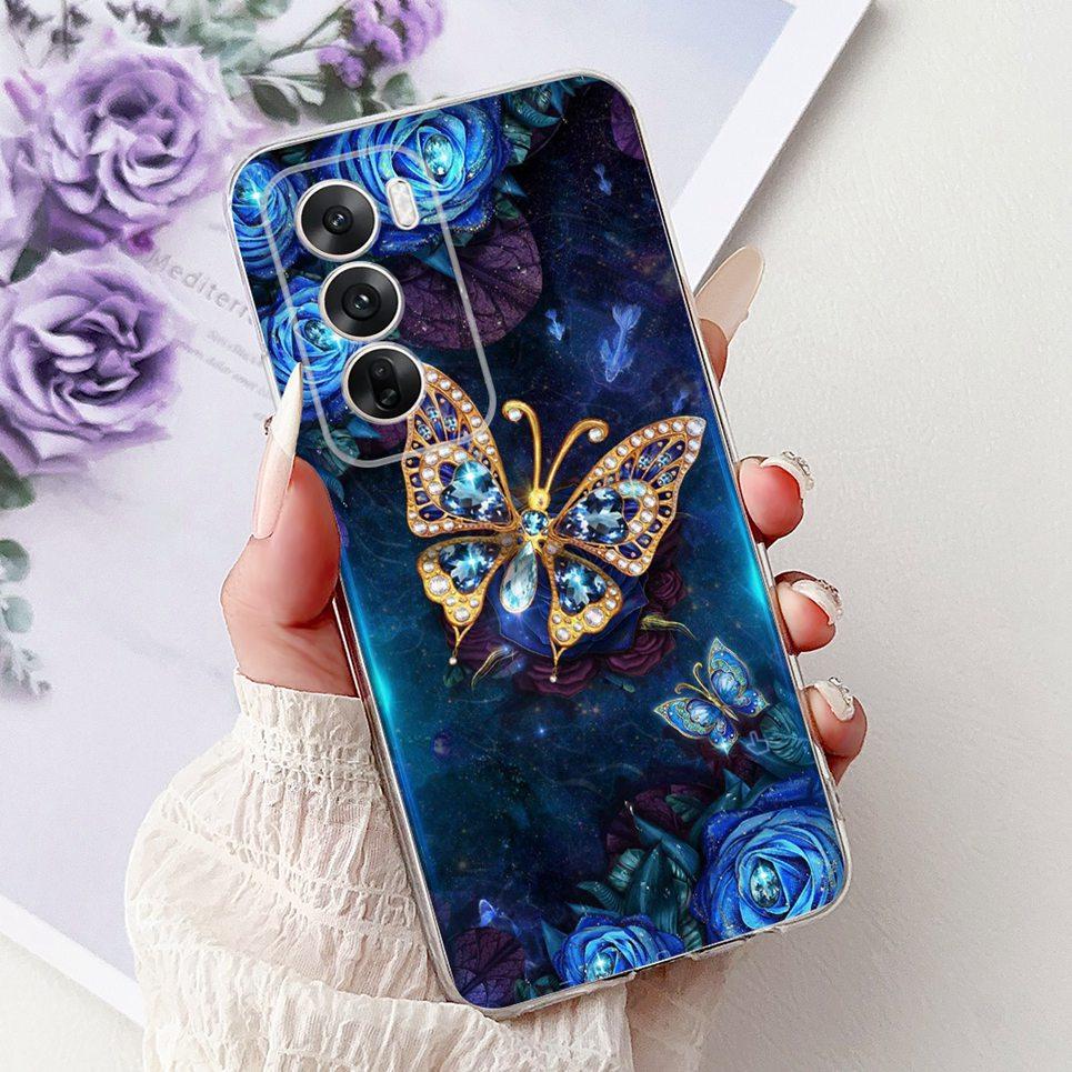 For Cover Oppo Reno12 Pro CPH2629 / Reno 12 5G CPH2625 Phone Case Colorful Flower Butterfly Lxuru Women Fashion Soft Siliocne
