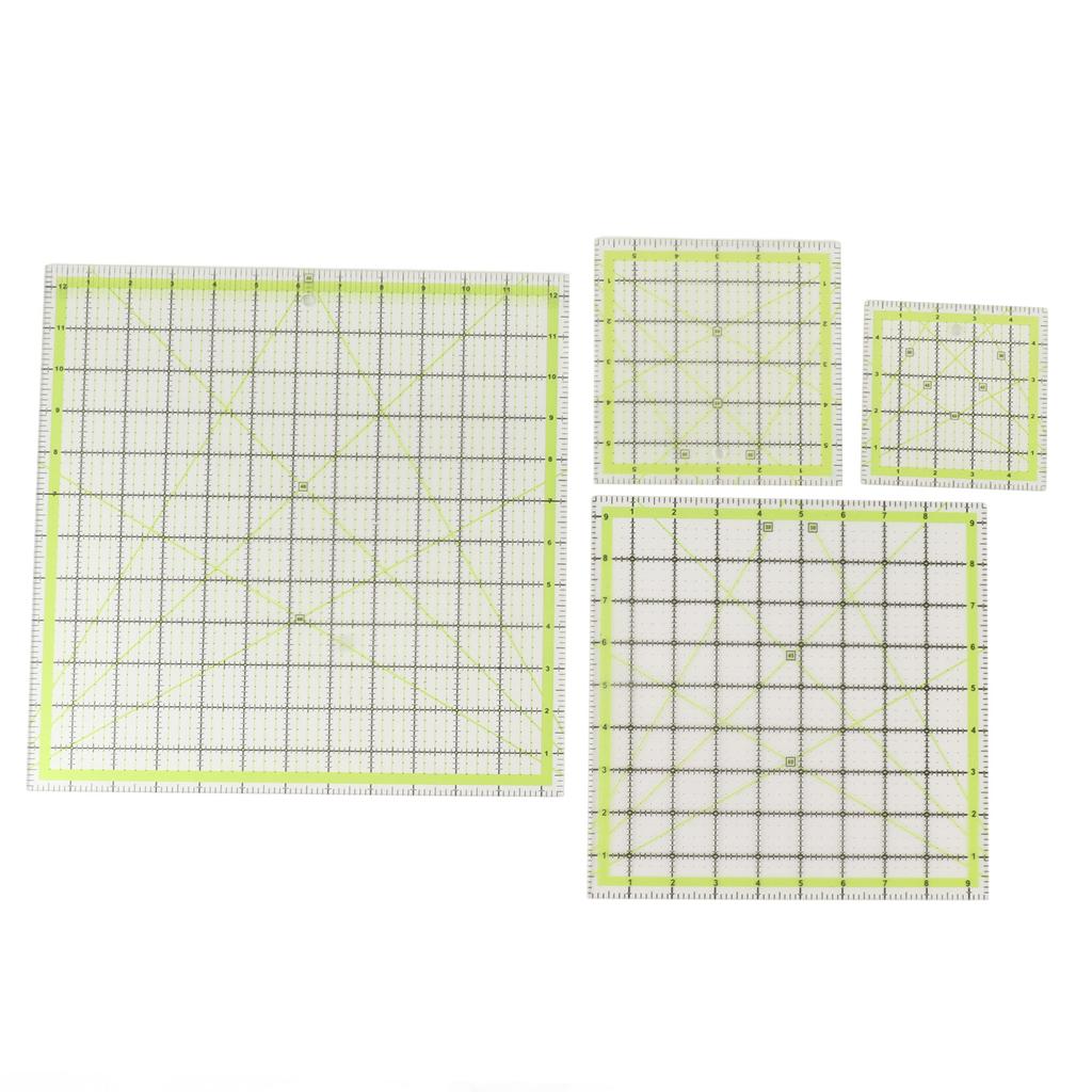 4pcs Acrylic Quilting Ruler Quadrate Grid Lines Double Color Clear Ironing Ruler for Cutting Fabric