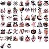 50pcs Black Pink Halloween Graffiti Cartoon Stickers for Guitar, Notebook, Luggage, DIY, Waterproof Decoration.