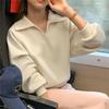 2024 Autumn Women's Korean Style Letter Print Lapel Pullover Hoodie - Loose Artistic Casual Jacket Top