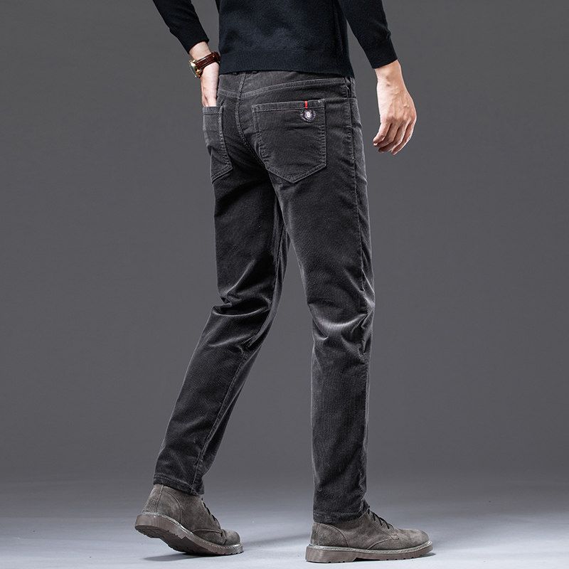 Trade Surplus Fleece-Lined Straight Corduroy Pants for Men, Autumn and Winter, Comfortable Middle-Aged Dad Corduroy Trousers, Business Casual Pants