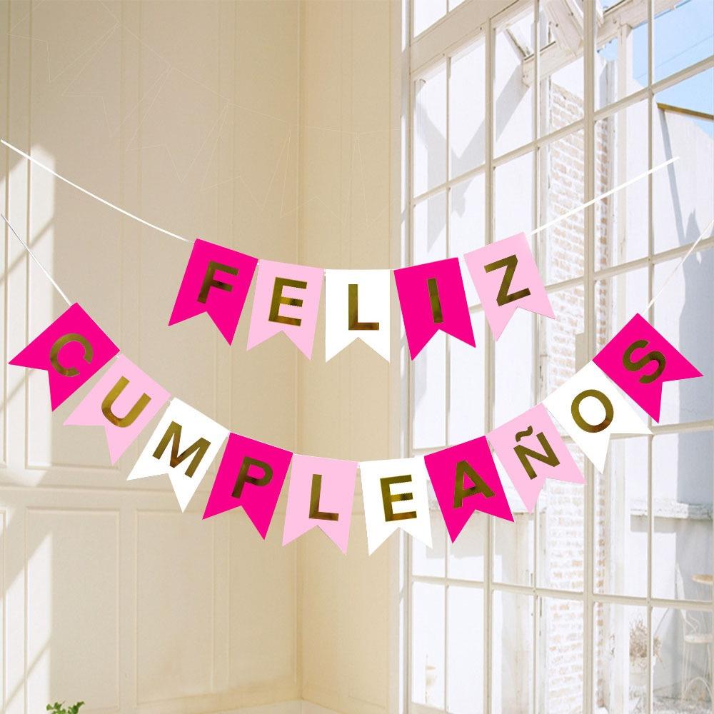 1/5/10PCS Spanish Letter Flag Birthday Decoration Paper Happy Birthday Banner for Adult Birthday Party Backdrop Pendant Decor
