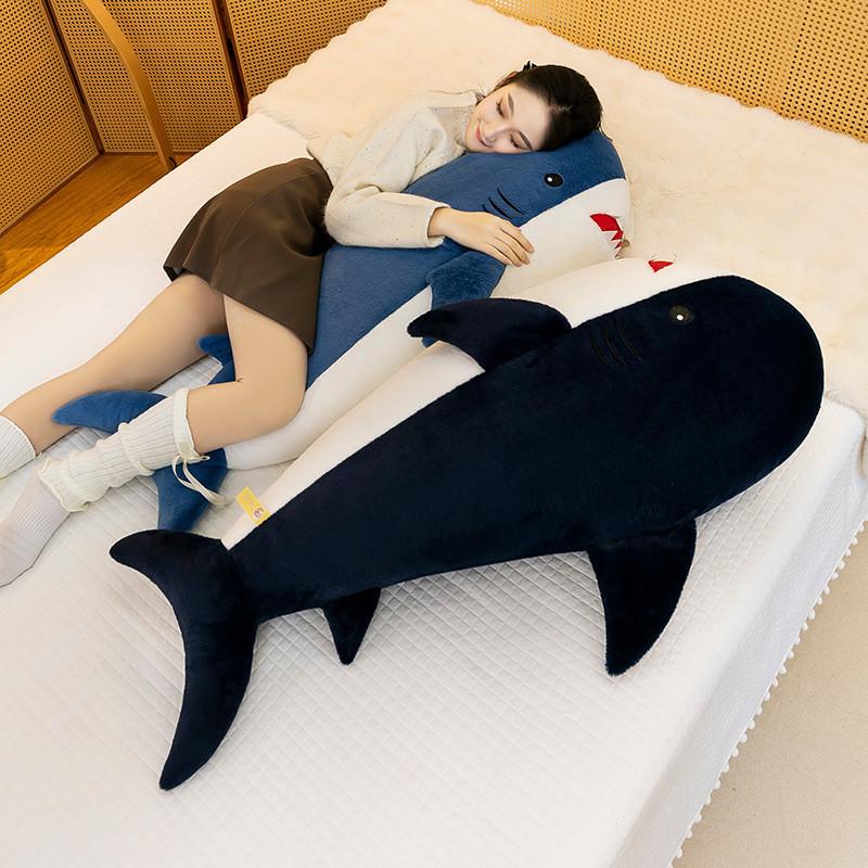 Animal Shark Shape Pillow Filled With Embroidery Design For Relaxing And Resting