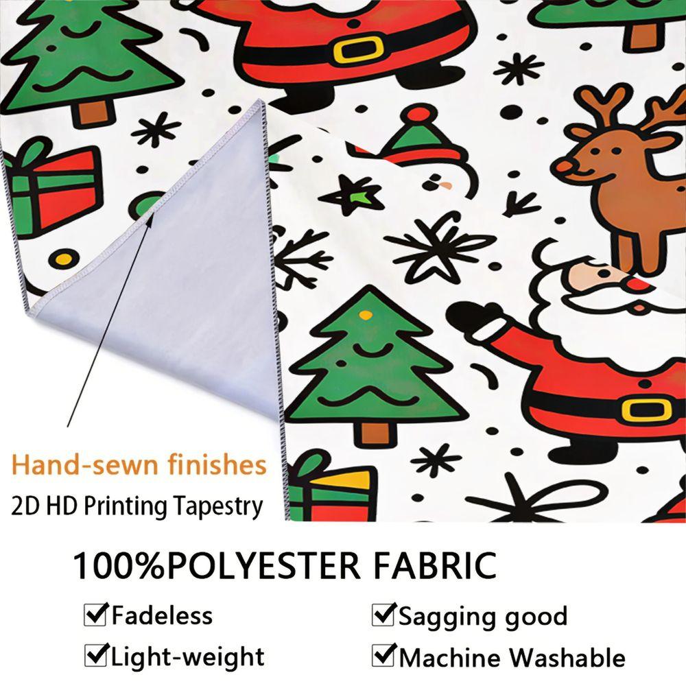 Christmas Santa Reindeer Tapestry Wall Hanging Tapestries Wall Blanket Backdrop Decor Holiday Wall Art