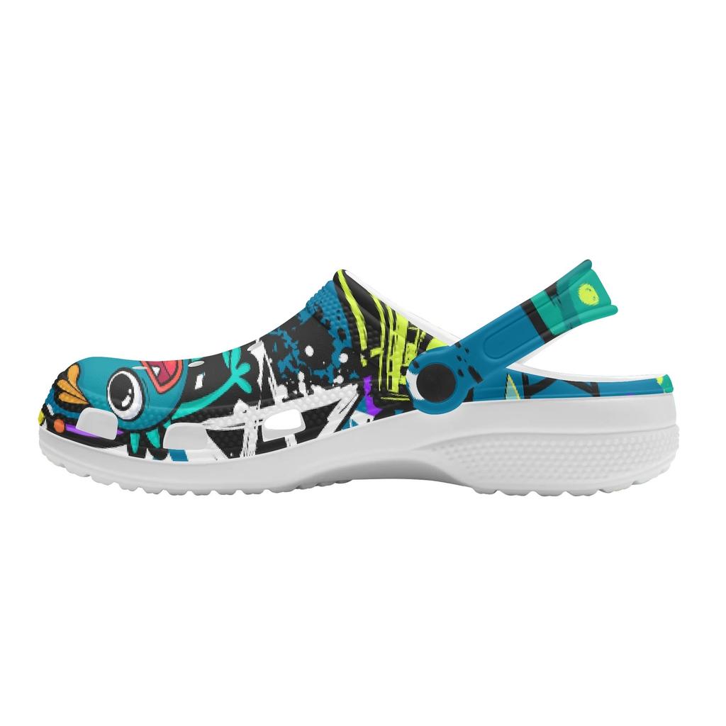 Unisex Colorful EVA Clogs Printed Lightweight Breathable Slip On Garden Shoes Beach Pool Bathroom Home Slippers Shower Use