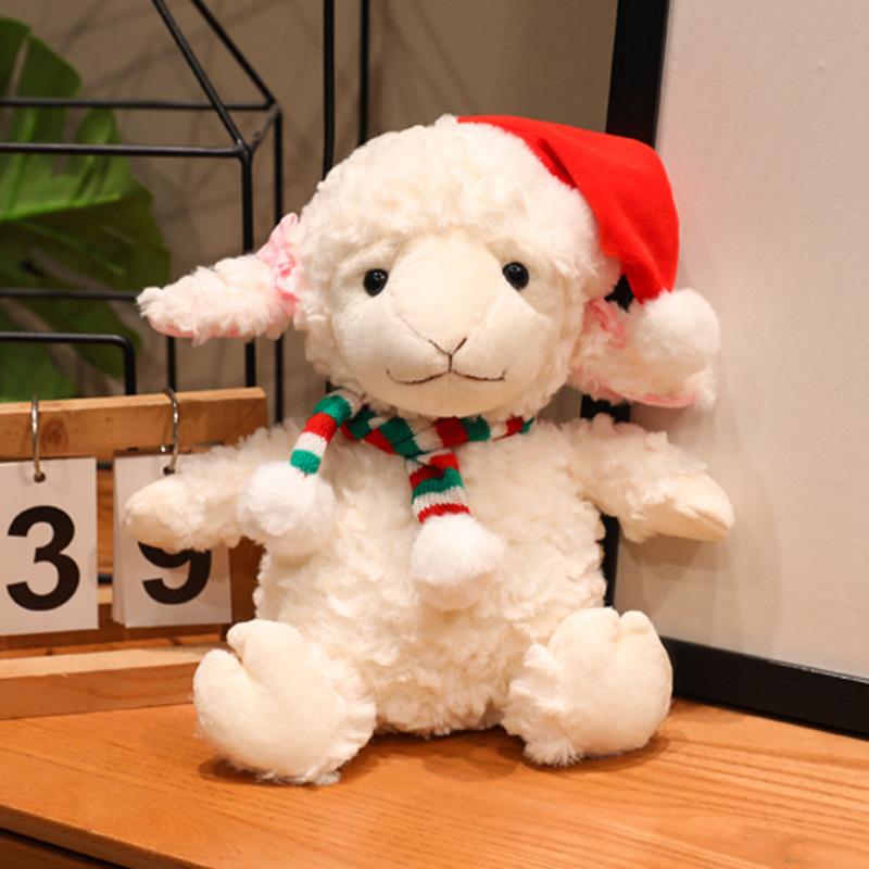 

Christmas lamb doll plush toy white lamb doll children soothing rag doll Christmas gift 16cm（0.06kg）
