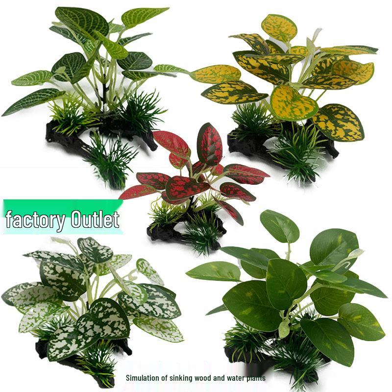 Aquarium Decoration: Simulated Driftwood, Seaweed, and Silk Leaves Ornaments
