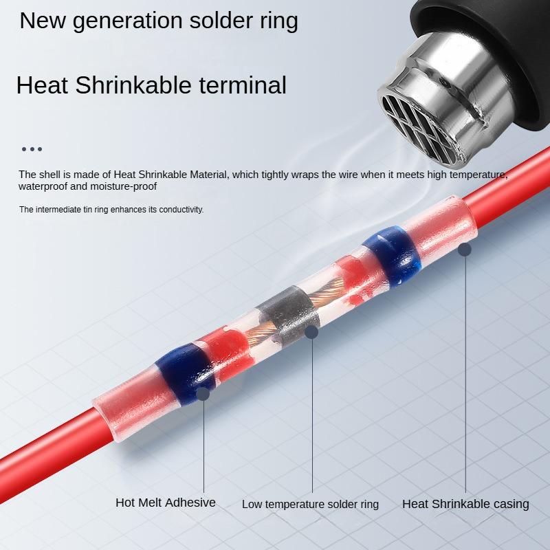 100 Pieces Solder Seal Wire Connector Kit Home Appliance Repair Car Motorcycle Marine Heat Shrinkable Butt Connector Insulat