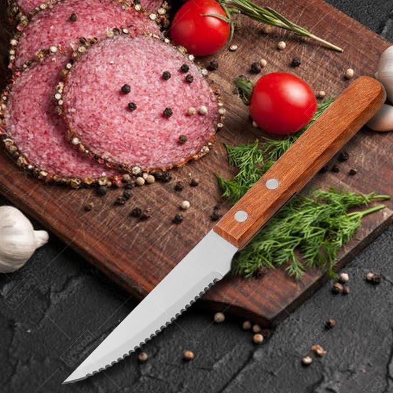 Professional Steak Knife Stainless Steel Barbecue Knife Fruit Vegetable Meat Boning Knives Peeling Cutting Knife Wooden Handle