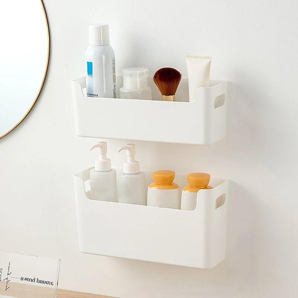 1Pcs Bathroom Home Kitchen Cabinet Organizer Shelf Punch Free Door Storage Rack
