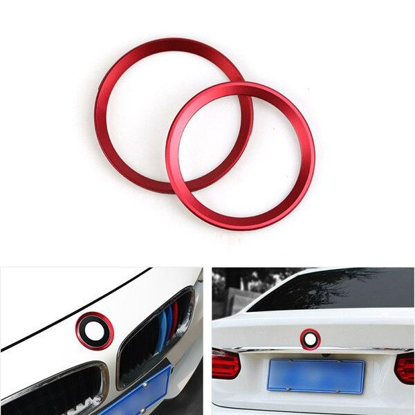 2pcs/set Chrome Aluminum Car Exterior Logo Ring Front Hood Trunk Lid Badge Circle Decoration Emblem For B+M+W 3 4 Series M3 M4 E36 E46 E90
