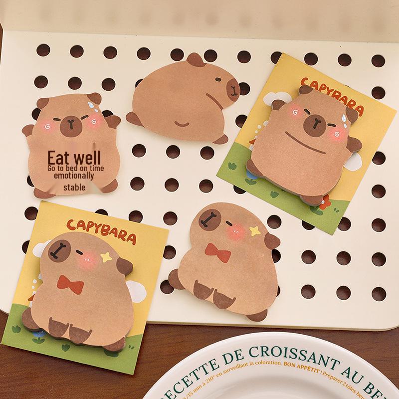Cartoon Alien Capybara Sticky Notes - Adhesive Memo Markers for Students