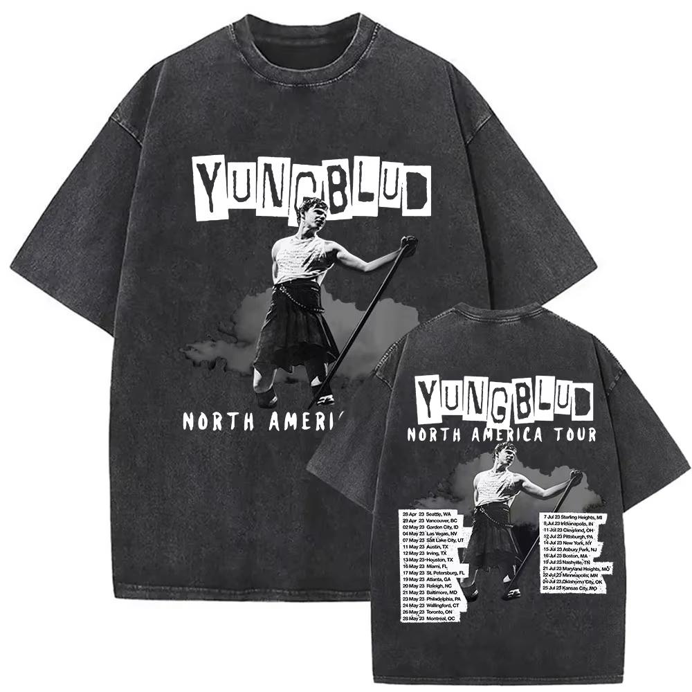 T-shirt Vintage Lavate Yungblud IDOLS The World Tour Uomo Donna Hip Hop Alta Qualità Gotico Oversize Streetwear