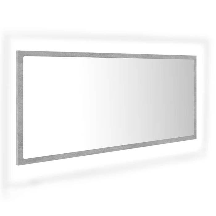 VidaXL Miroir à LED de salle de bain Gris béton 100x8,5x37cm Acrylique 804944