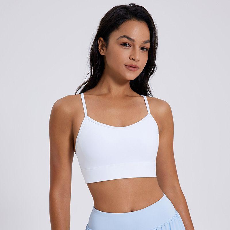 Export Summer Spaghetti Strap Delicate Beauty Back Quick-Drying Bubble Wrap Sports Intimates Running Gym Top Yoga Clothes for Women