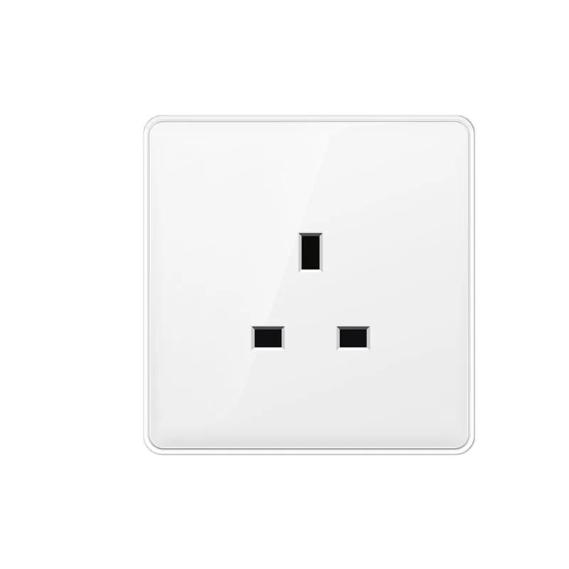 White UK Plug 13A with USB Panel UK Socket Panel, International Universal USB Mobile Phone Charging Socket, with LED Light