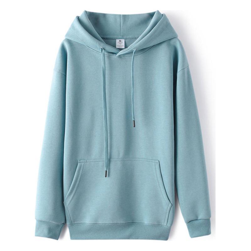 Autumn and Winter Long Sleeve Women Hooded Sweatshirt Loose Plus Size Casual Simple Thick Hooded Jacket Tops Solid Color Drawstring Office Clothing