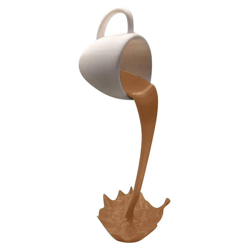 Hi Floating Coffee Cup Funny Sculpture Pouring Liquid Splash Mug 3D Art Ornaments for Office Desktop Home Kitchen Decoration