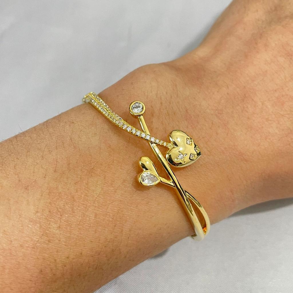 Love Light Luxury High-end Fashion Jewelry Three-dimensional Pattern Heart-shaped Bracelet Bracelet