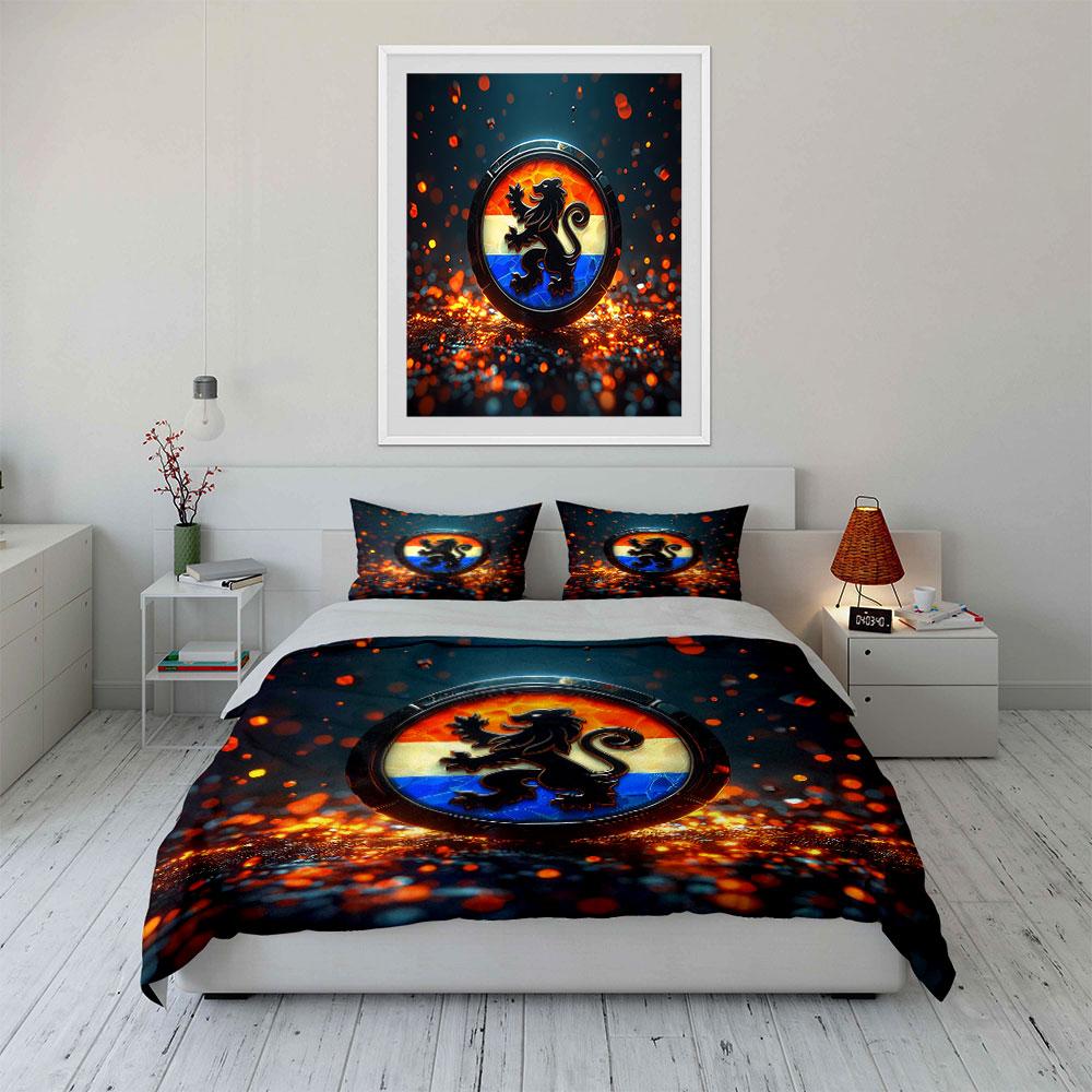 "Fiery Lion Emblem Bedding Set" Bedding Duvet Cover Set Duvet Cover Pillowcases  (1 * Duvet Cover 2 * Pillowcases, without duvet insert)