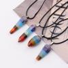 Seven-Color Natural Crystal Stone Pendant Necklace N772