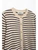 Women's Color Block Striped Knit Cardigan with Round Neck and Long Sleeves