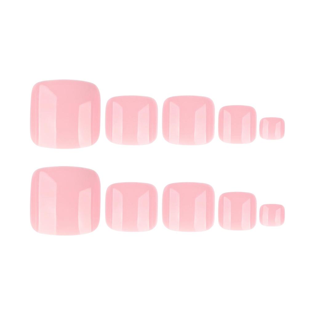 Nude Pink Solid Color Toe Nail Tips - Short Square Design, Wearable and Popular Nail Art.