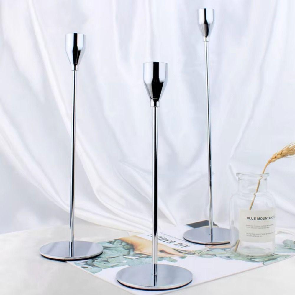 3Pcs Rust-proof Luxury Candlestick High Footed Wedding Candle Stand  Living Room