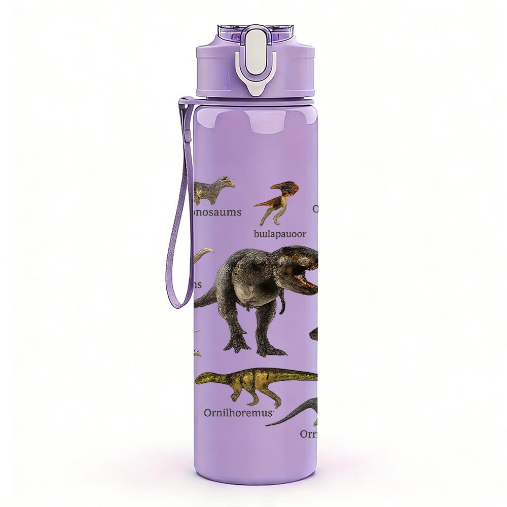 1 PZ Collezionismo Fossile Scheletro di Dinosauro 750ml Bottiglia d'Acqua in Plastica Colorata Tappo Flip-Top con Cannuccia Anti-Goccia Per Sport Ufficio Uso Domestico