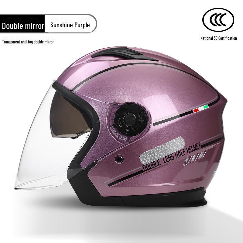 BYB A-Class 3C Certified Universal Helmet with Anti-Fog Dual Lens for Motorcycle/Electric Vehicle (Four Seasons).