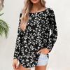 Women's  Loose Casual Flower Printed Round Neck Long Sleeved T Shirt Top Pullover Long Sleeved Sweatshirt
