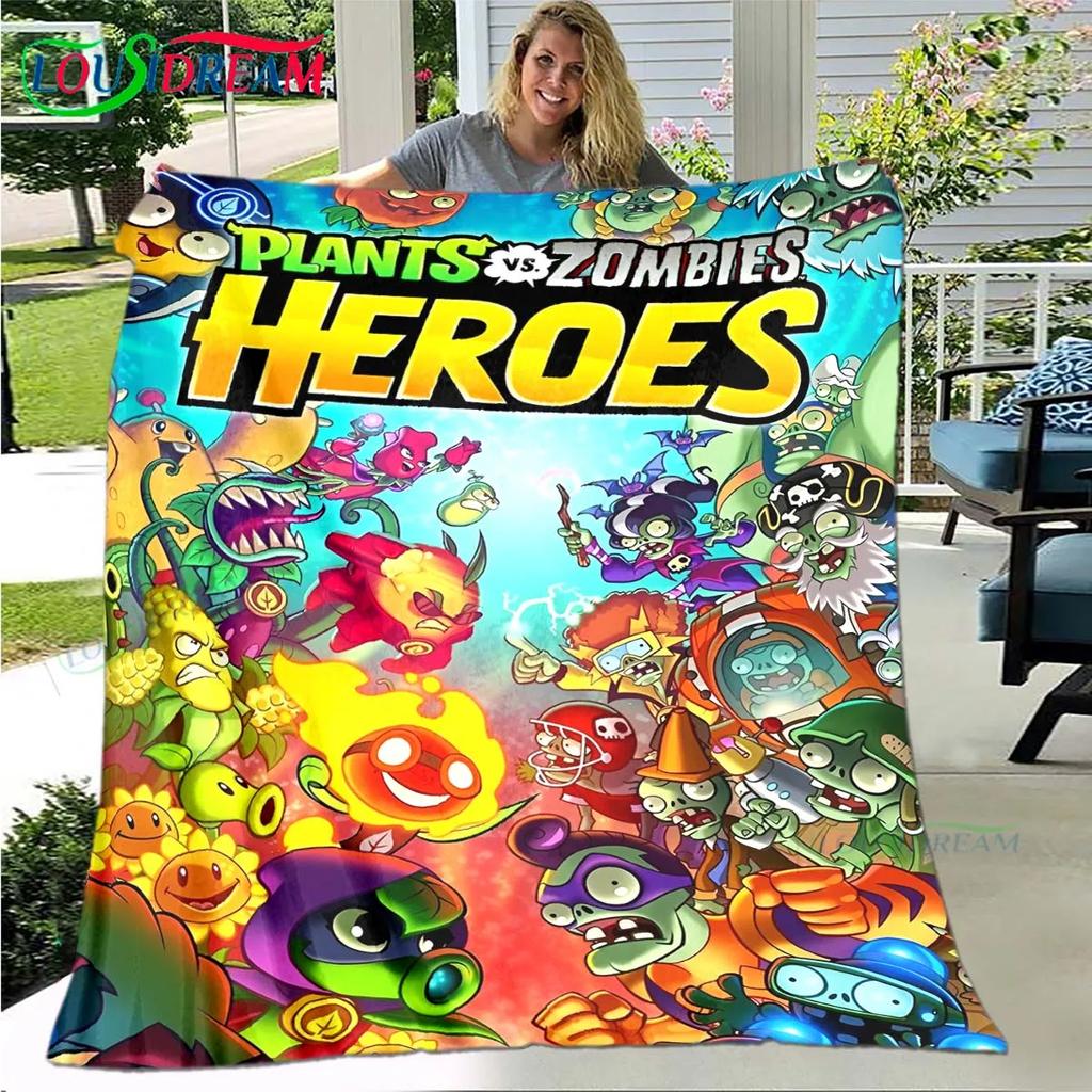 Hot Puzzle Games P-plant Vs Z-zombiee Flannel Children Blanket Sofa Bed Decoration Blanket Portable Blanket Bath Towel Gift
