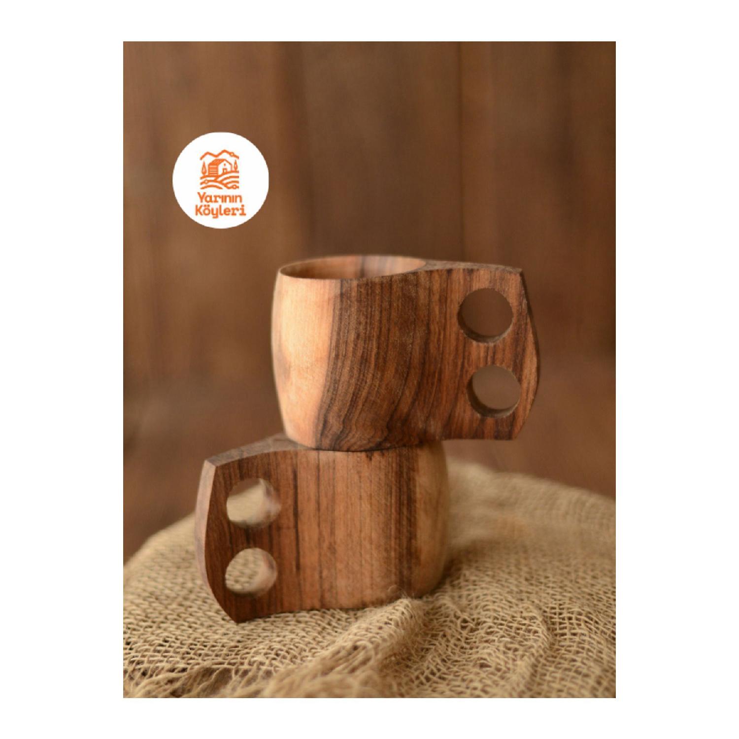 

Kuksa Set Of 2, Walnut Wood Glass, Camping Glass, Natural Mug Glass, чистий