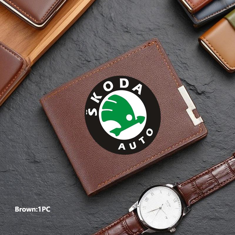 TTJJ2 Men Wallet ID Credit Card Holder License Bag Gift Accessories For Skoda S Kodiaq Octavia 2 3 Yeti Karoq Rapid Fabia VII VRS