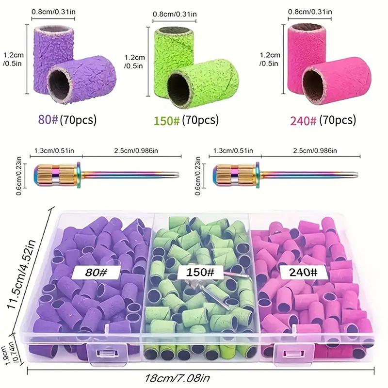 Nail Sanding Ring Bands 210 Pcs Grit Electric Manicure Drill Grinding Heads Uv Gel Polish Removal Pedicure Abrasive Tools